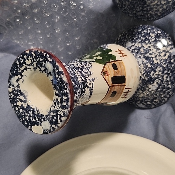 Holiday mountain lodge 8" plates and candle holders - Picture 6 of 9